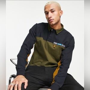 KAVU Men's Field Throwshirt Rugby Polo Shirt Mountain Side Large